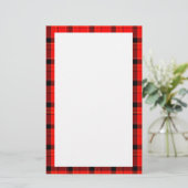 Red Pset Tartan Patroon Briefpapier (Staand voorkant)