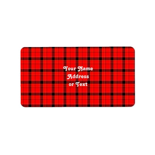 Red Pset Tartan Patroon Etiket (Voorkant)