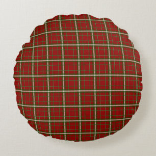 Red Pset Tartan Patroon Rond Kussen