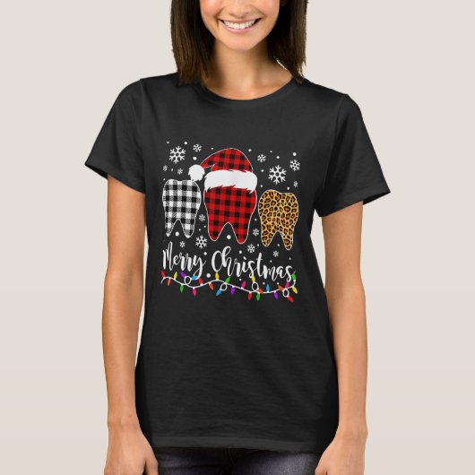 Red Pset Tooths Merry Kerstry T-shirt (Voorkant)