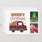 Red Pset Truck Twins Birth Announounding Kerstmis Aankondiging (Voorkant)