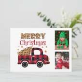 Red Pset Truck Twins Birth Announounding Kerstmis Aankondiging (Staand voorkant)