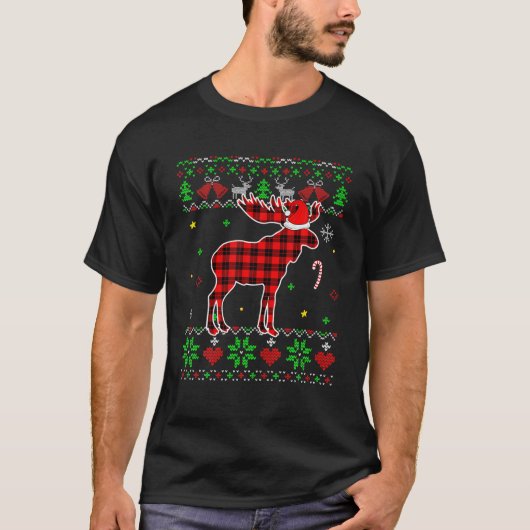 Red Pset Ugly Sweater KerstAnimals Moose Lov T-shirt (Voorkant)