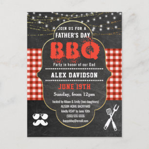Red Pset Vaderdag BBQ Party Invitation Briefkaart