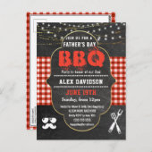 Red Pset Vaderdag BBQ Party Invitation Briefkaart (Voorkant / Achterkant)