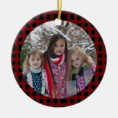 Red Pset Voeg je eigen foto kerstmis toe Keramisch Ornament (Voorkant)