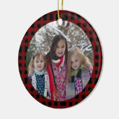 Red Pset Voeg je eigen foto kerstmis toe Keramisch Ornament (Links)