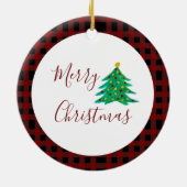 Red Pset Voeg je eigen foto kerstmis toe Keramisch Ornament (Achterkant)