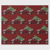  Red Pset-vrachtwagens met kerstbomen Cadeaupapier (Vlak)