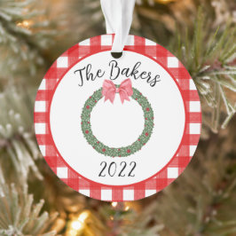 Red Pset Waterverf Wreated Family Year in Review Ornament