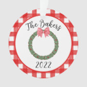 Red Pset Waterverf Wreated Family Year in Review Ornament (voorkant)