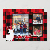  Red Pset White Deer-kerstkaart Feestdagenkaart (Voorkant / Achterkant)