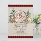 Red Pset Winter Woodland Baby shower Uitnodiging (Staand voorkant)