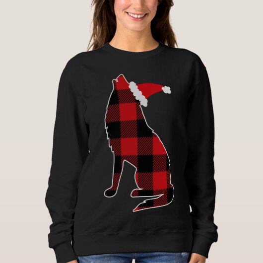 Red Pset Wolf Santa Hat Kerstmis Pajama Wolf Lov Trui (Voorkant)