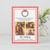 Red Pset Wreater met Bow Photo kerstKaart Aankondiging (Staand voorkant)