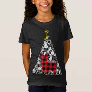 Red Pset Yorkshire Yorkie Dog kerstboom Orna T-shirt