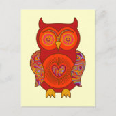 Red Psychedelic Owl Briefkaart (Voorkant)