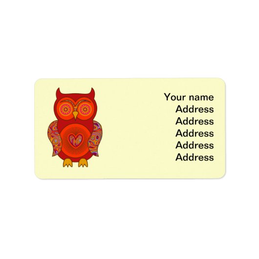 Red Psychedelic Owl Etiket (Voorkant)