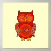 Red Psychedelic Owl Poster (Voorkant)
