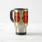 Red Psychedelic Owl Travel Mug Reisbeker (Voorkant links)