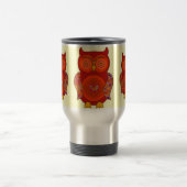 Red Psychedelic Owl Travel Mug Reisbeker (Center)