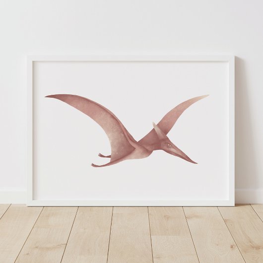 Red Pteradactyl Dinosaur Wall Art Poster