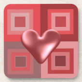 Red Puffy Heart Design Bier Onderzetter (Voorkant)