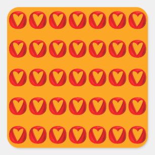 Red Puffy Heart Holes Vierkante Sticker