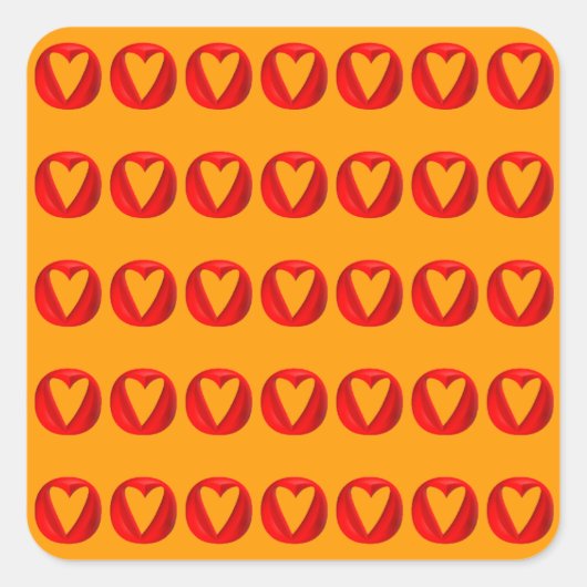 Red Puffy Heart Holes Vierkante Sticker (Voorkant)