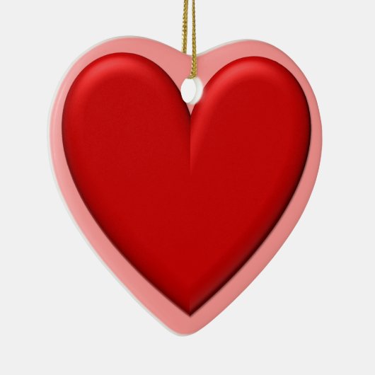 Red Puffy Heart Keramisch Ornament (Rechts)