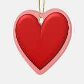 Red Puffy Heart Keramisch Ornament (Links)