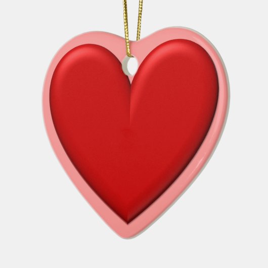 Red Puffy Heart Keramisch Ornament (Links)