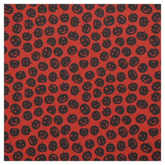 Red Pumpkin Happy Halloween Modern Stof (Swatch)