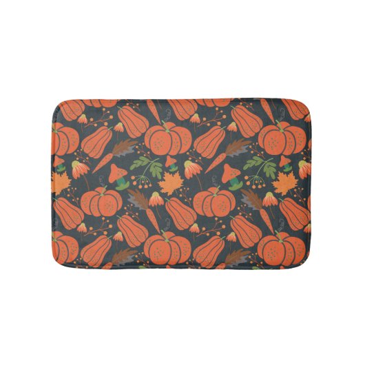 Red pumpkin seamless pattern and carrots badmat (Voorkant)