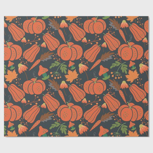 Red pumpkin seamless pattern and carrots cadeaupapier (Vlak)