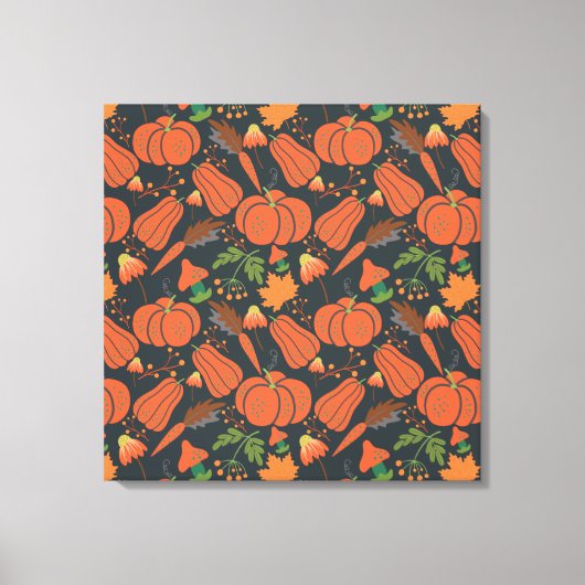 Red pumpkin seamless pattern and carrots canvas afdruk (Voorkant)