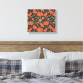 Red pumpkin seamless pattern and carrots canvas afdruk (Insitu (Slaapkamer))