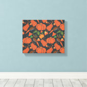 Red pumpkin seamless pattern and carrots canvas afdruk (Insitu (Houten vloer))