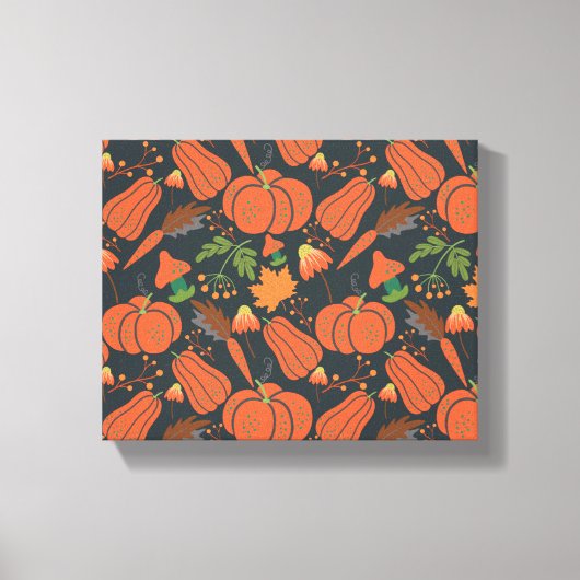 Red pumpkin seamless pattern and carrots canvas afdruk (Voorkant)