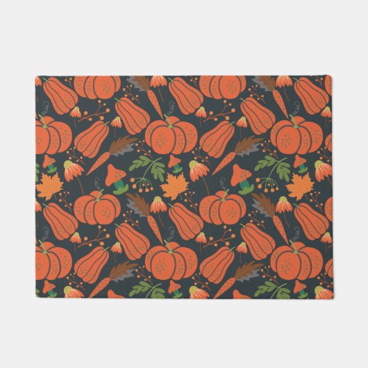 Red pumpkin seamless pattern and carrots deurmat (Voorkant)