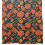 Red pumpkin seamless pattern and carrots douchegordijn (Voorkant)