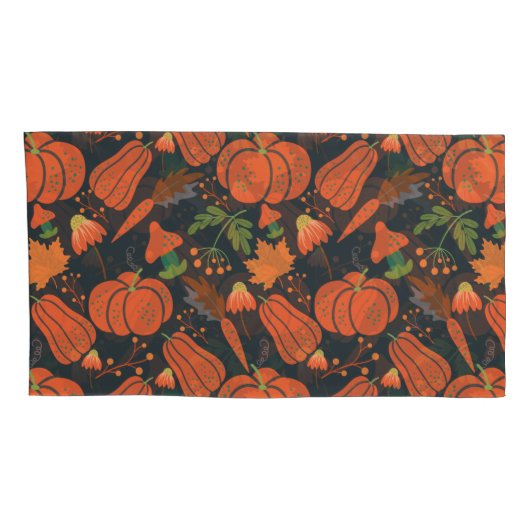 Red pumpkin seamless pattern and carrots kussensloop (Achterkant-Rechts)