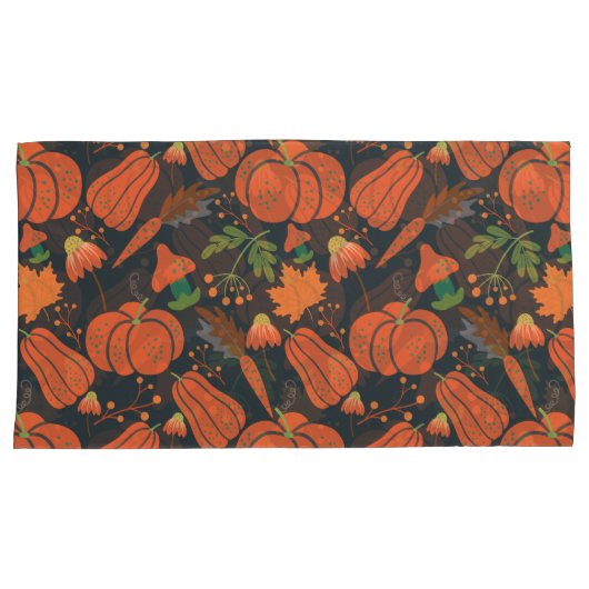 Red pumpkin seamless pattern and carrots kussensloop (Voorkant-Rechts)