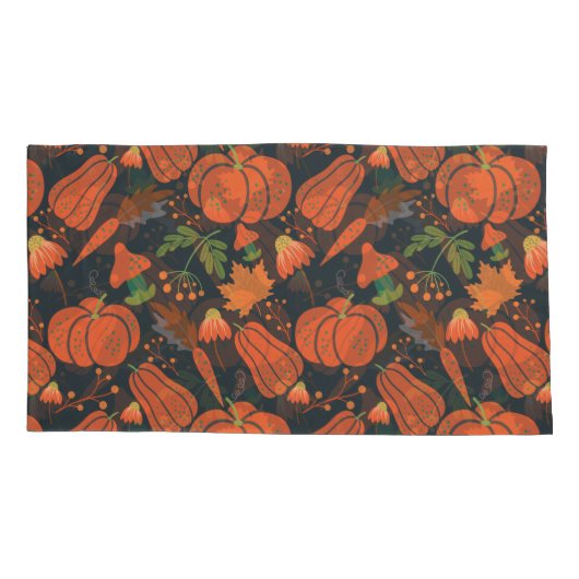 Red pumpkin seamless pattern and carrots kussensloop (Achterkant-Links)