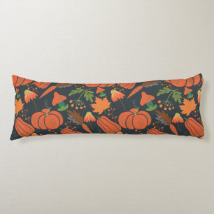 Red pumpkin seamless pattern and carrots lichaamskussen