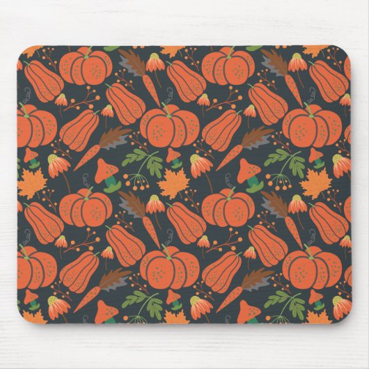 Red pumpkin seamless pattern and carrots muismat (Voorkant)