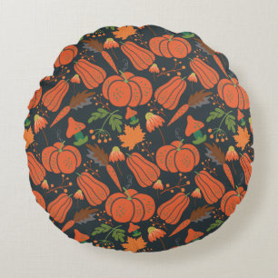 Red pumpkin seamless pattern and carrots rond kussen