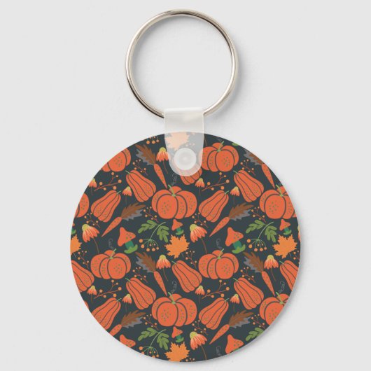 Red pumpkin seamless pattern and carrots sleutelhanger (Voorkant)