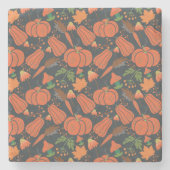 Red pumpkin seamless pattern and carrots stenen onderzetter (Voorkant)