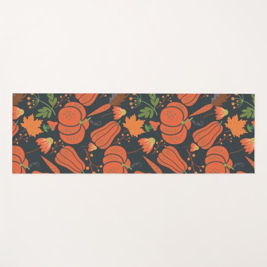 Red pumpkin seamless pattern and carrots yogamat (Voorkant (horizontaal))
